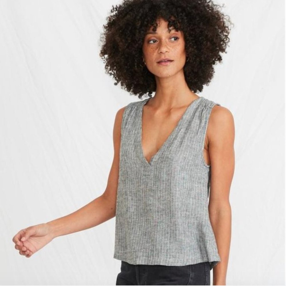Marine Layer Tory Tank in Black/White stripe, Size Small
